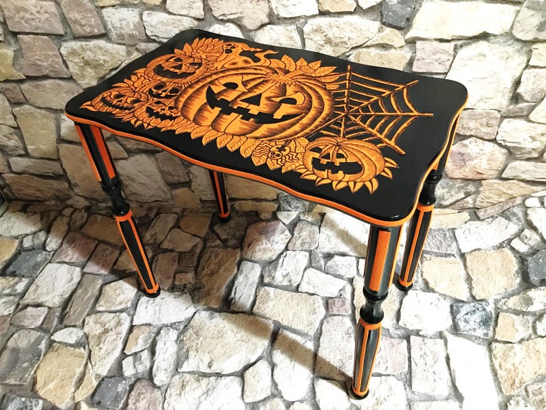 Small Side Table Made of Solid Wood, a Vintage Piece of Furniture in a