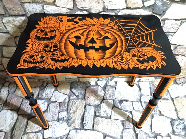 Small Side Table Made of Solid Wood, a Vintage Piece of Furniture in a