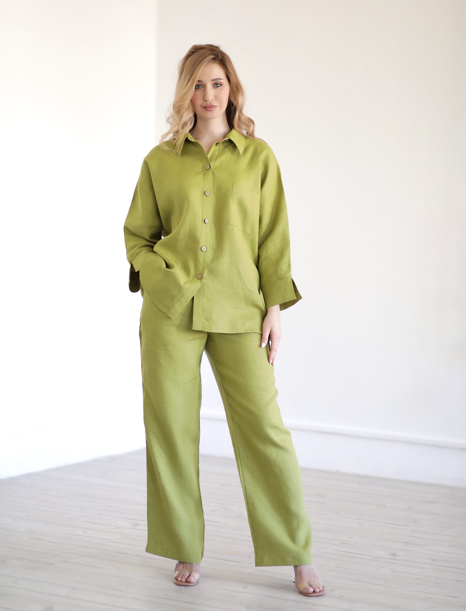 Linen suit Green linen pants Linen shirt Linen pants Linen Etsy