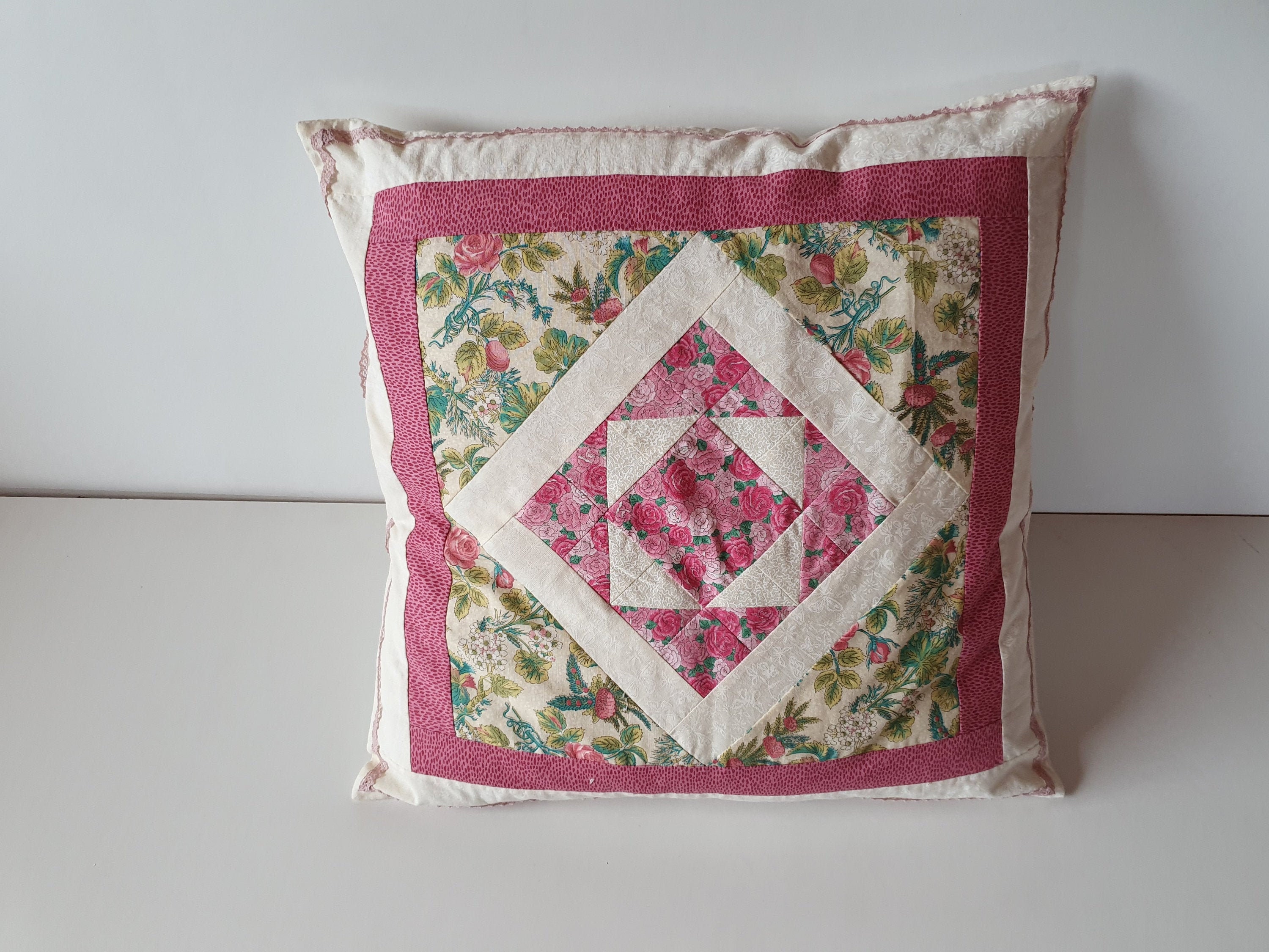 Housse Coussin, Enveloppe Coussin Décoratif Roses, Housse Patchwork,