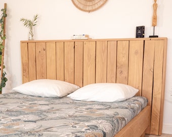Tête de lit avec rangement en bois massif sur-mesure fait à la main