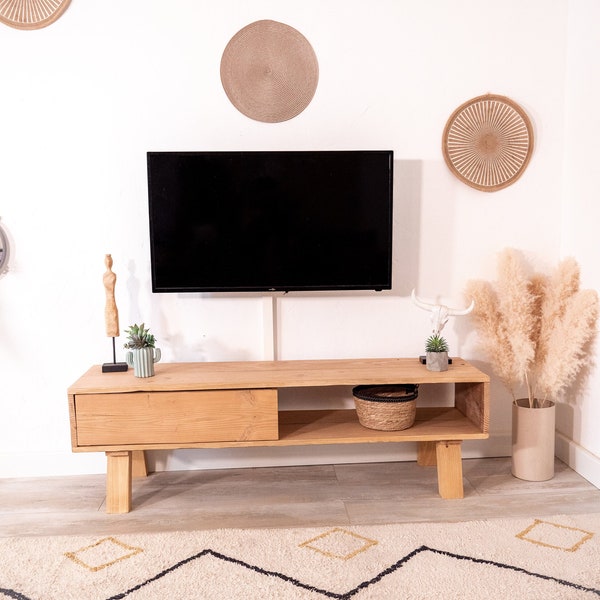 Meuble télé en bois massif sur-mesure style scandinave I Pied bois