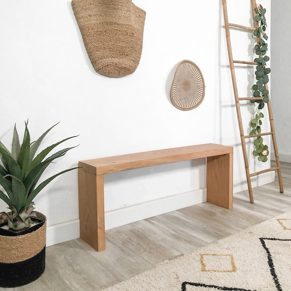 Banc sur-mesure en bois massif fait à la main style rustique