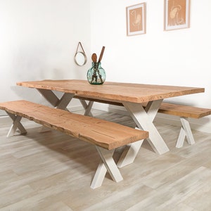 Table de salle à manger en bois massif live edge sur-mesure avec pied en croix image 1