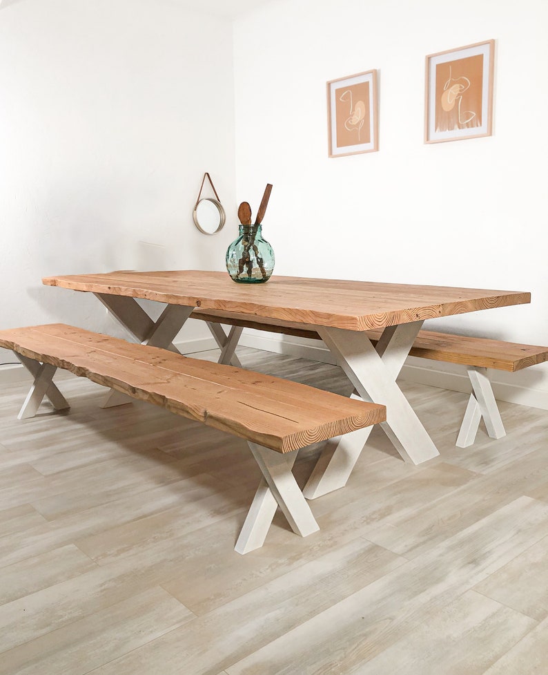 Table de salle à manger en bois massif live edge sur-mesure avec pied en croix image 1