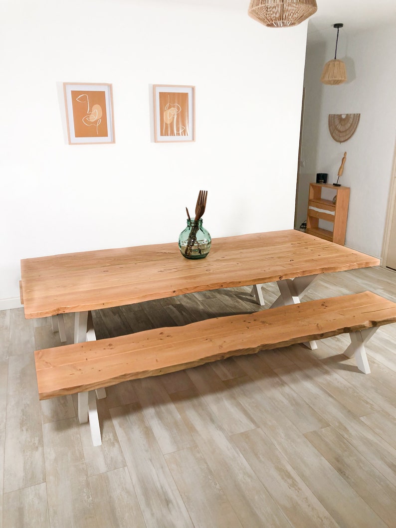 Table de salle à manger en bois massif live edge sur-mesure avec pied en croix image 6