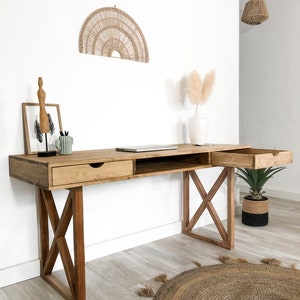 Bureau avec tiroirs en bois massif sur-mesure fait à la main image 6