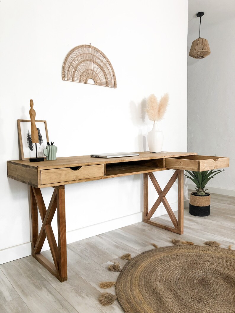 Bureau avec tiroirs en bois massif sur-mesure fait à la main image 6