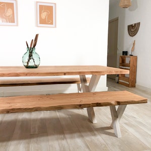 Table de salle à manger en bois massif live edge sur-mesure avec pied en croix image 8