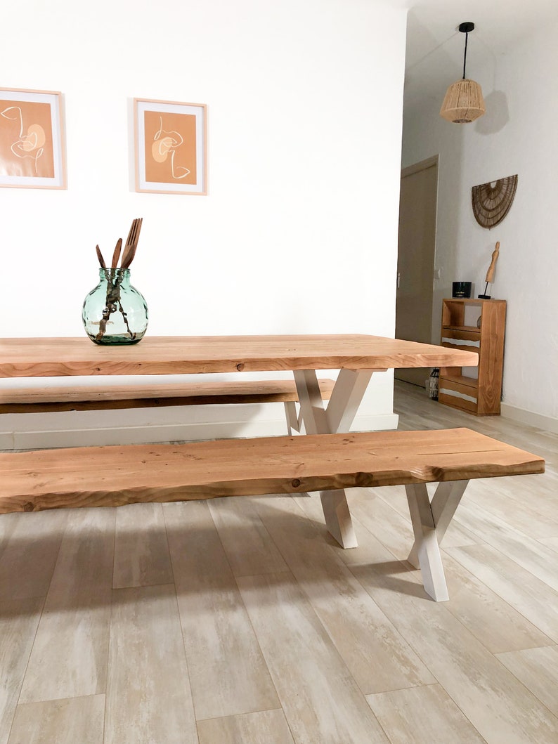 Table de salle à manger en bois massif live edge sur-mesure avec pied en croix image 8