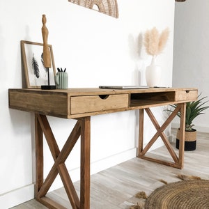 Bureau avec tiroirs en bois massif sur-mesure fait à la main image 4