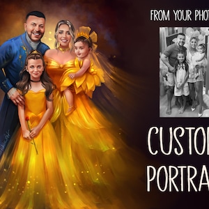 Retrato de família de conto de fadas personalizado a partir de sua foto/presente personalizado para o Natal/presente de dia das mães/conto de fadas/presente de família/presente de Natal