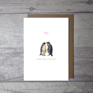 Anniversary Card Penguin "Love You, Always" || Blank Inside