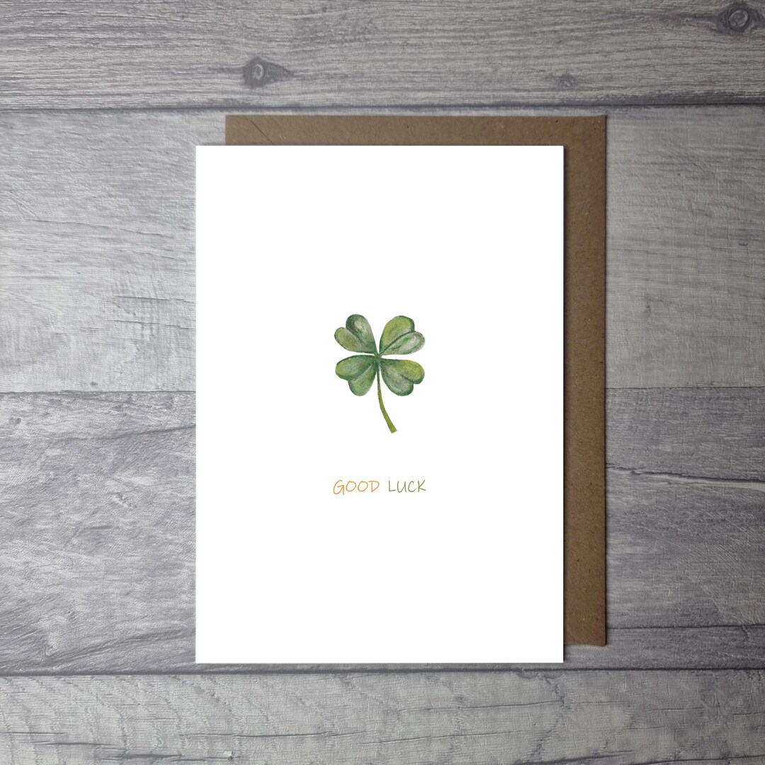 Handcrafted Good Luck Card With Four-leaf Clover Blank Inside - Etsy UK