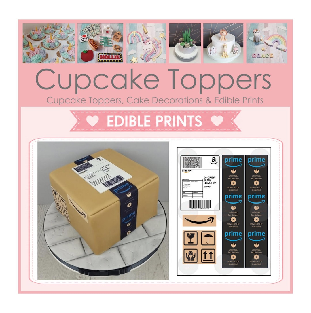 Personalised Amazon Parcel Cake Topper | Edible Postage Label Cake ...