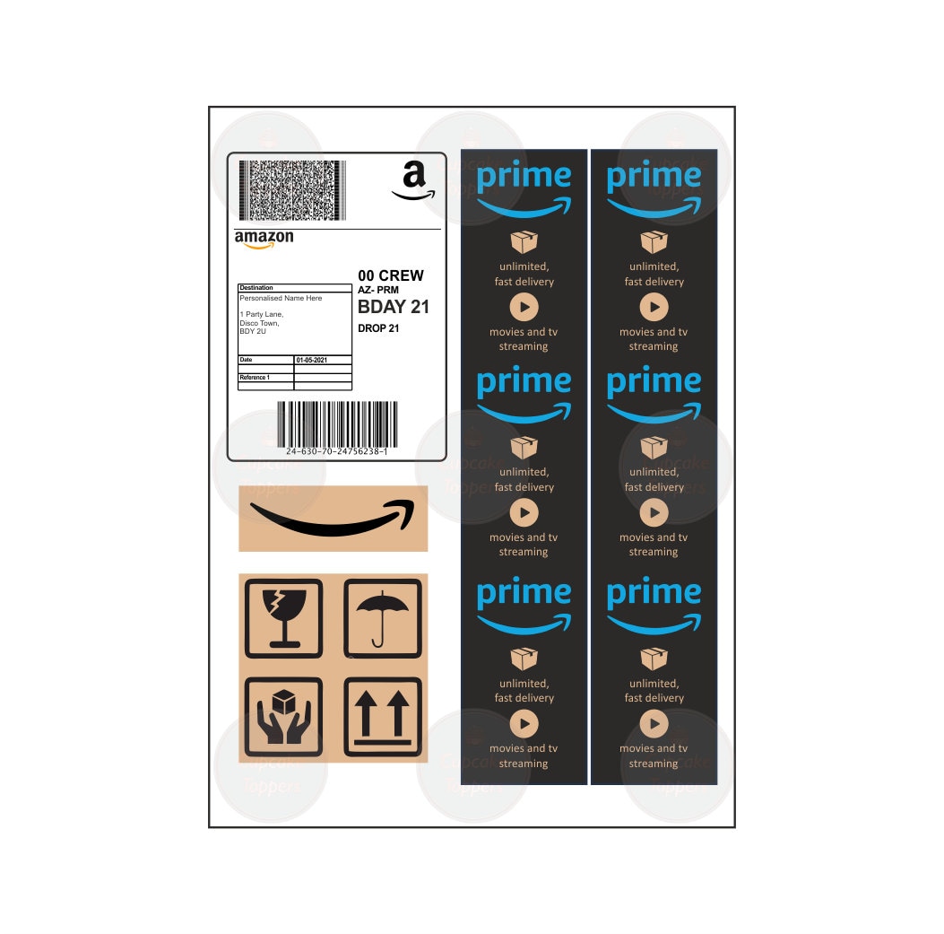 Personalised Amazon Parcel Cake Topper | Edible Postage Label Cake ...