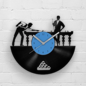 Snooker Player Schallplattenuhr: Billardzimmer Dekor für Man Höhle, Geschenk für Vater, Büro Innenwand Dekor