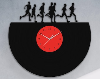 Silent Vinyl Wall Clock for Runners, Non-ticking Clock for Extreme Running Lovers, Sport Art Decor for Jogger, Sports Enthusiast Gift Idea