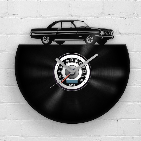 Mannen cadeau oude auto klassieke voertuig silhouet Klassischer Fächer vinyl klok cadeaus voor papa retro stijl decor garage muur teken man grot kunst