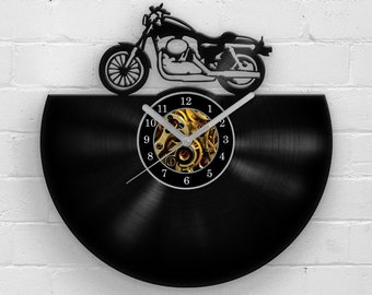 Vinyl Clock Retro Motorcycle Garage Decor Man Cave Sign Vinyl Wall Art Decor Housewarming, Father's Day, Gift for Biker, Vintage Motorbike