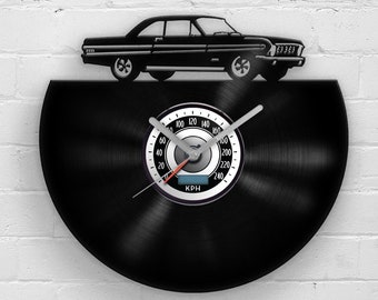 Men Gift Old Car Classic Vehicle Silhouette Klassischer Fächer Vinyl Clock Gifts for Dad Retro Style Decor Garage Wall Sign Man Cave Art