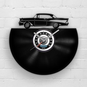 Vinyl Clock Retro Car, Old Car Silhouette, Man Cave Wall Hanging, Garage Wall Sign, Christmas Gift for Dad, Vintage Vehicle Decor for Wall