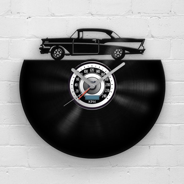 Vinyl Clock Retro Car, Old Car Silhouette, Man Cave Wall Hanging, Garage Wall Sign, Christmas Gift for Dad, Vintage Vehicle Decor for Wall