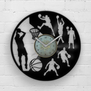 Basketbal vinyl record klok sportliefhebber kerstcadeau voor zoon basketbal decor voor mannen kinderkamer decor man grot muur kunst cadeau idee