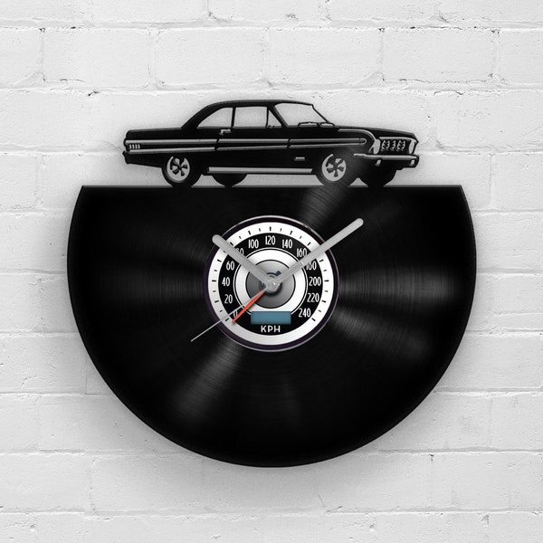 Reloj de vinilo con diseño de coche clásico: regalo de arte de pared retro para garaje