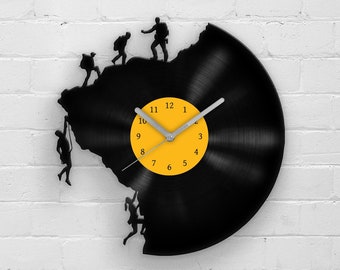 Reloj de vinilo para escaladores, regalo de aventurero, decoración de pared, regalos de boulder para escaladores, accesorios de viaje, obras de arte para senderismo, arte para fanáticos de los deportes extremos