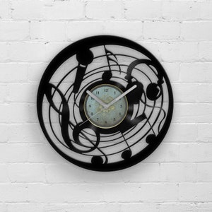 Music Instruments Re-purposed Vinyl Record Wall Clock, Unique Gift for Musician, Vintage Vinyl Record Wall Decor, Recording Studio Wall Art