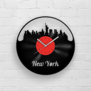 New York City Vinyl Record Wall Clock - Central Park Wall Art - Brooklyn Bridge - New York Home Decor - Manhattan Art - NYC Gifts - Vinyls