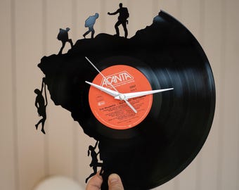Climber's Clock Vinyl Record Wall Decor Adventurer Gift Idea for Climbers, Man Cave Wall Art, Garage Wall Sign, Mountains Are Calling
