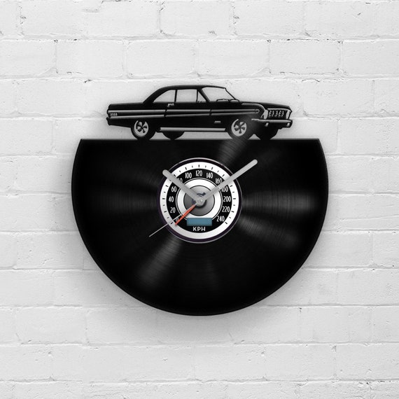 Cadeau homme vieille voiture classique silhouette de véhicule Klassischer  Fächer horloge en vinyle cadeaux pour papa décoration de style rétro garage  plaque murale homme art des cavernes -  France