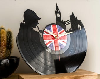 Sherlock Holmes Vinyl Record Clock Detective Birthday Gifts for Nursery Room Vintage Wall Decor New Home Christmas Gift for Him