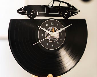 Vintage Car Vinyl Record Wall Clock: Laser Cut Garage Art