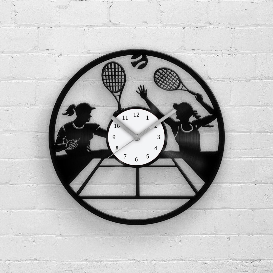 Tennis Player Girl Vinyl Clock, Female Gift Wall Art, Tennis Gift for