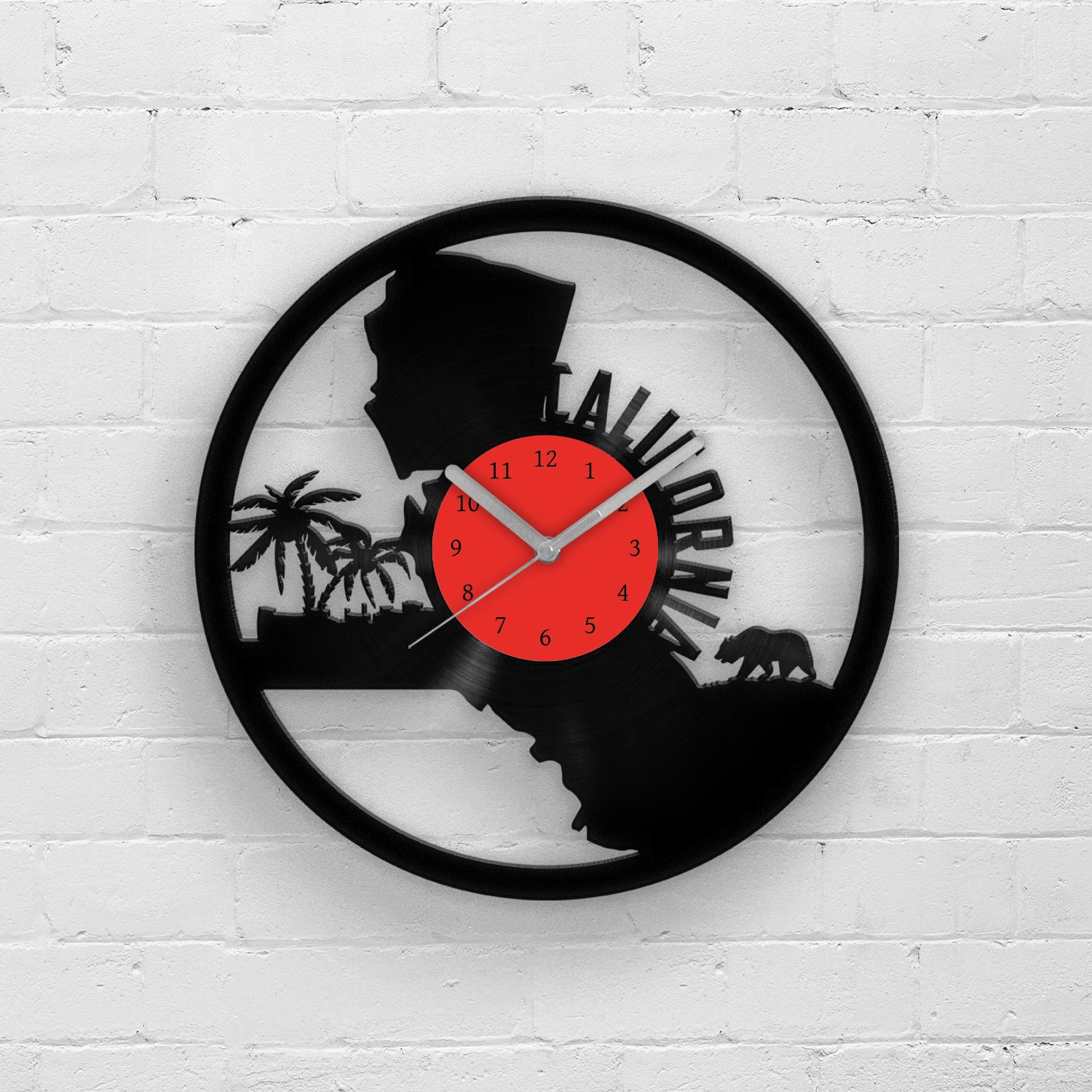 California State Wall Clock California Vinyl Clock Vinyl Etsy