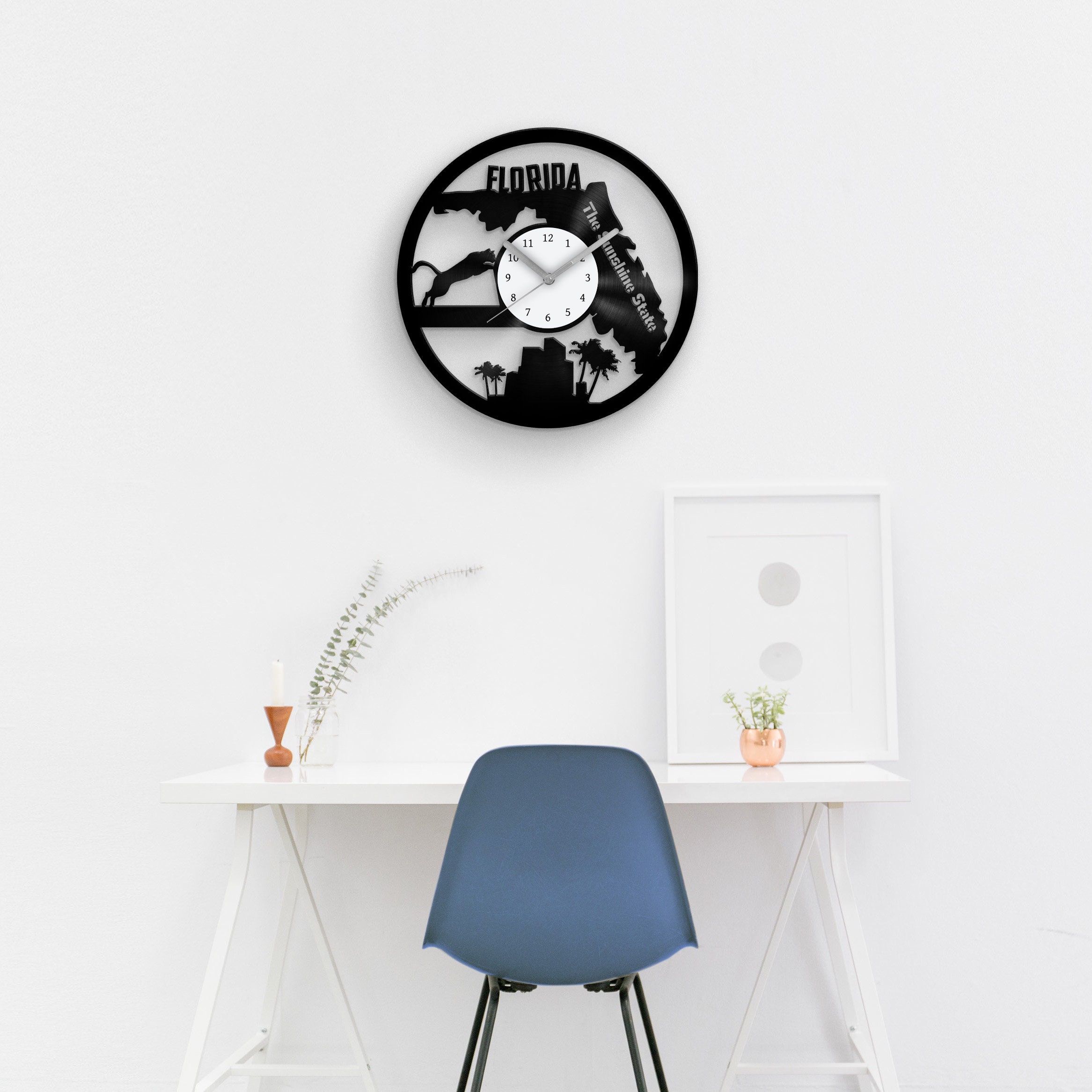 Florida State Wall Clock Florida Vinyl Clock Vinyl Wall Etsy