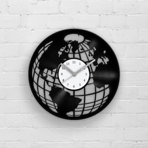 Schallplattenuhr Weltkarte - Vintage Reisekarte der Welt - Geschenk für Reisende - Fernweh Geschenke - Einweihungsparty - Wanddekor - Fernweh