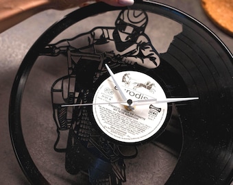 Vinyl Record Clock Motocross, Dirt Bike Wall Art, Kids Room Wall Decor, Extreme Sports Lover Gift, Vintage Modern Art