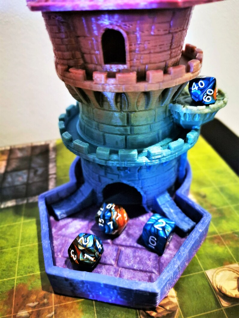 Wizard Dice Tower in Rainbow designed by Fates End DnD or Etsy