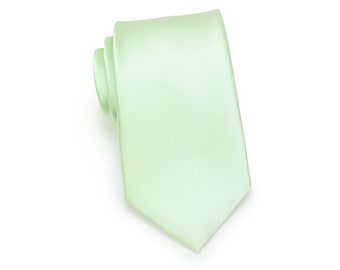 Light Mint Tie | Men's Necktie in Light Mint Green | Solid Color Ties in Light Mint Green | Wintermint Pastel Green Ties | Mint Wedding Tie