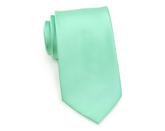 Bright Mint Mens Tie | Solid Color Necktie in Bright Mint | Wedding Necktie in Bright Mint Green - Spring Bud Green Tie (adult size tie)