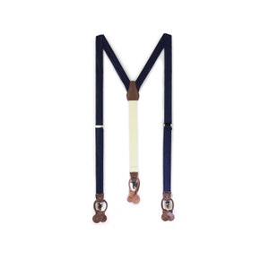 Navy Mens Suspenders | Elegant Wedding Suspenders in Navy Blue | Adjustable Length Adult Men&#39;s Suspenders in Classic Dark Blue