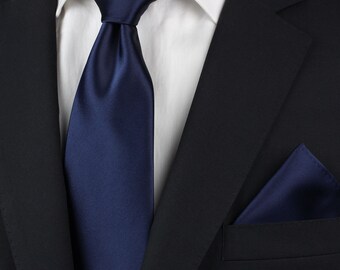 satin navy blue tie