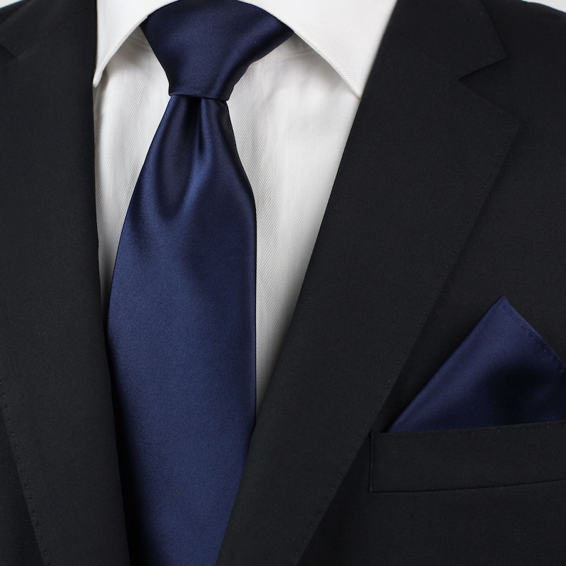Solid Navy Tie Satin Finish Necktie in Dark Navy Wedding - Etsy