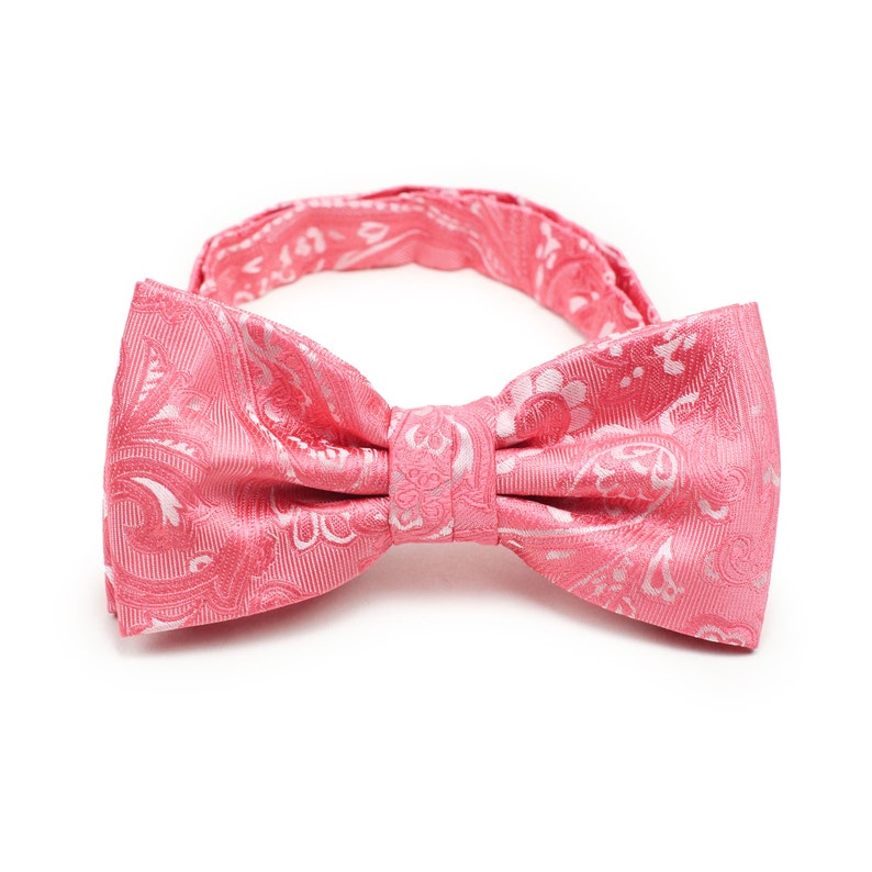 Coral Paisley Tie Set Mens Necktie and Hanky Set in Coral Pink Paisley Design image 5