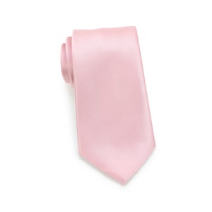 Extra Long Petal Pink Tie | Men&#39;s Necktie in XL Length in Petal Pink | Solid Satin Finish - Extra Long Length Tie - 3.25 inch width