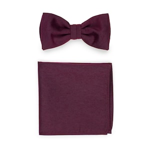 Burgundy Bowtie Set | Solid Bow Tie and Pocket Square in Burgundy